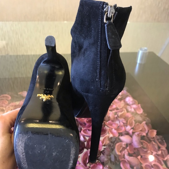 Prada platform suede peep toe heel straps sandal - Picture 6 of 7